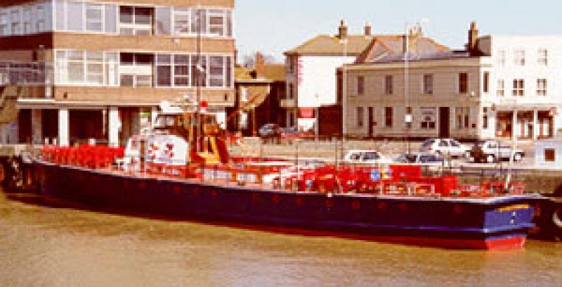 GOLDEN GALLEON -tied up at the quay. Stern from port quarter looking forward