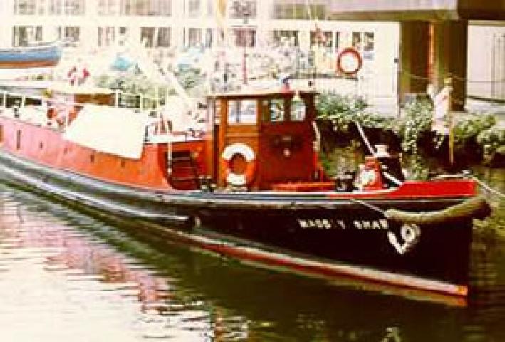 Massey Shaw - starboard bow looking aft. Taken December 1994 at St Katherine's Dock, London.