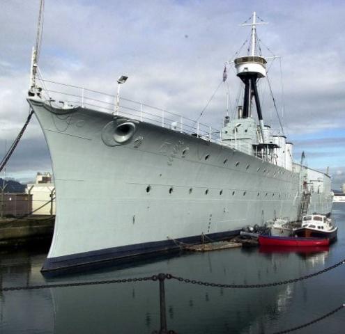 HMS Caroline - port bow