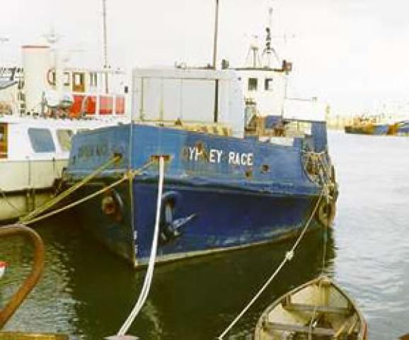 GYPSEY RACE - moored up at Bridlington. Port bow looking aft.