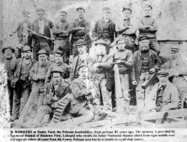 Workers at Slades Yard, the Polruan boatbuilders