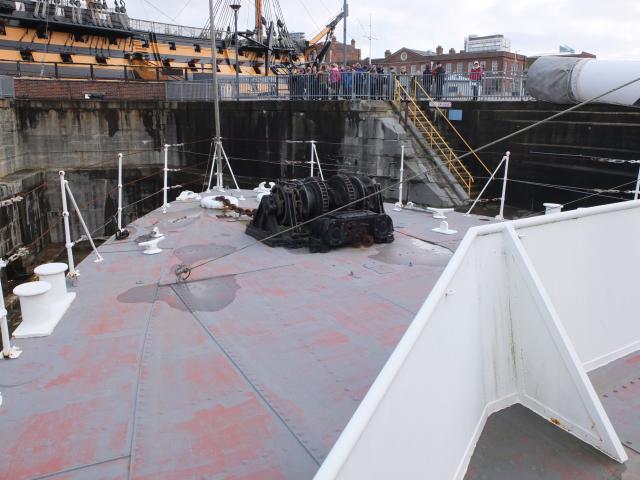 On deck view, towards bow, Feb 2014