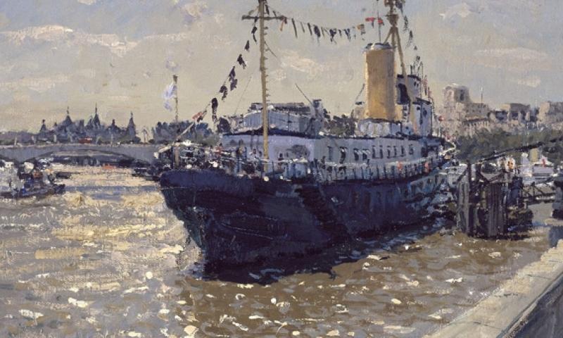 Painting of HMS PRESIDENT, Thames Embankment