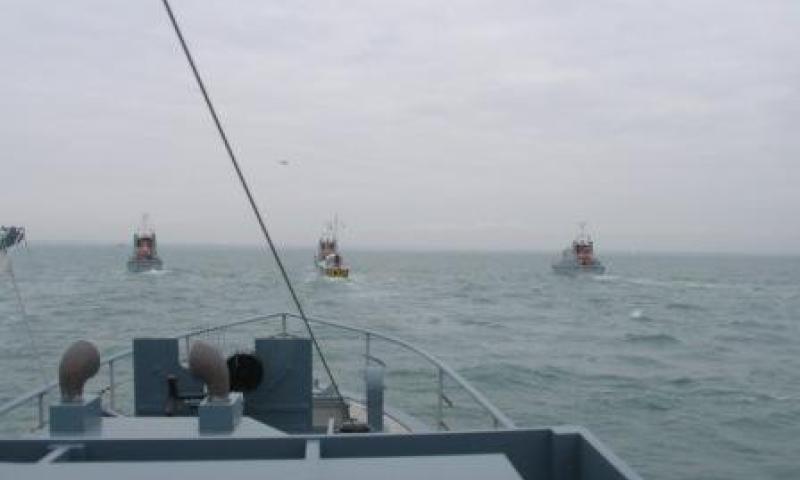 HMS Medusa - sailing with the Royal Navy,  slotting into position in the arrowhead