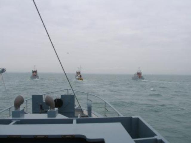 HMS Medusa - sailing with the Royal Navy,  slotting into position in the arrowhead