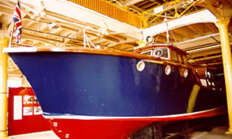 HUMBER - under cover in No. 6 boathouse. Starboard bow looking aft.