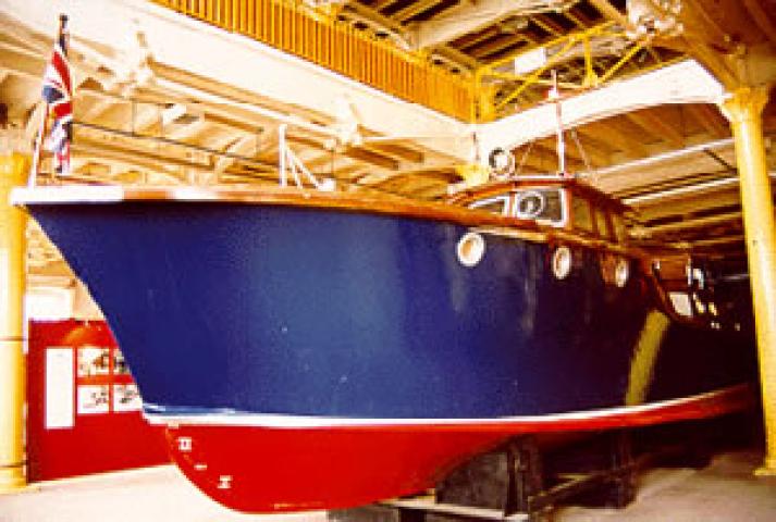 HUMBER - under cover in No. 6 boathouse. Starboard bow looking aft.