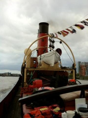 Portwey - lookng aft, showing stern and lifeboat