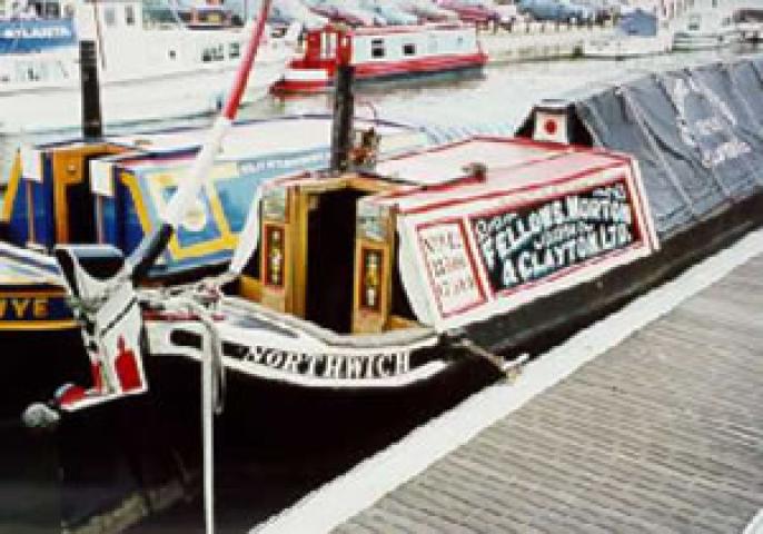 Northwich at National Waterways Museum, Gloucester. Stern from starboard quarter.