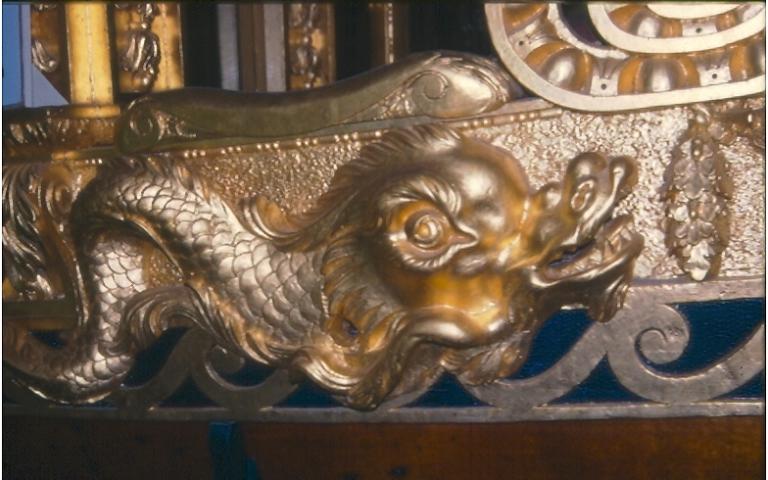 PRINCE FREDERICK'S BARGE - close up of gilt carvings.