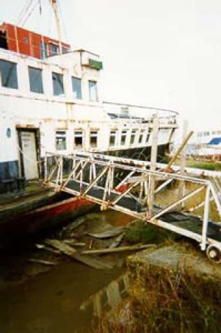 RYDE QUEEN - starboard side amidships. Gangway looking forward.