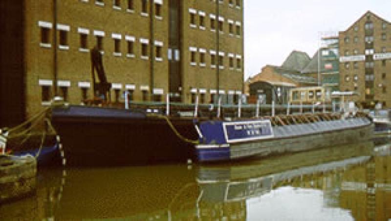 SABRINA 5 and OAK alongside National Waterways Museum. Starboard bow looking aft.