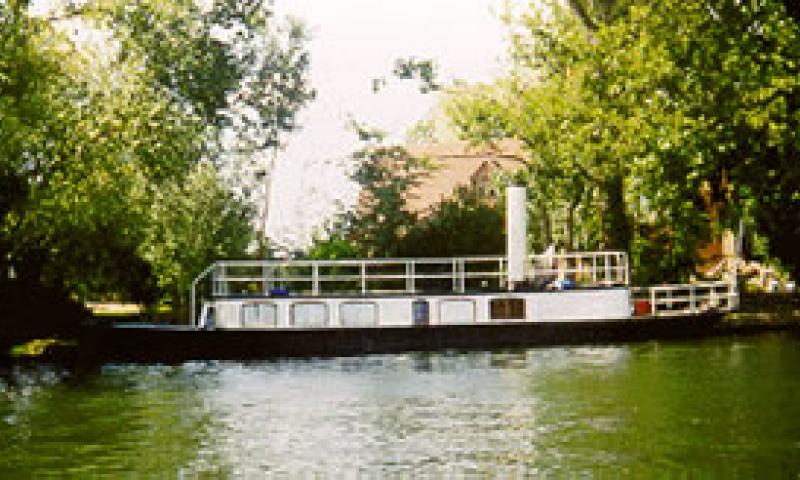 SABRINA - moored up on the riverbank. Starboard side.