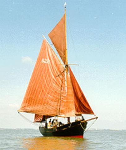 DUSMARIE - under sail. Starboard bow looking aft.