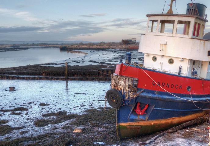 NHS-UK 2013 Photo Comp entry: Alan Kempster - Low Tide at Irvine-Tug GARNOCK