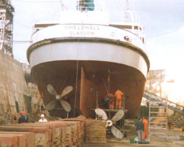 Shieldhall - out of the water, stern view