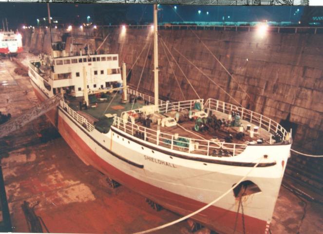 Shieldhall in Falmouth, starboard bow