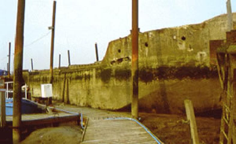 VIOLETTE - in use as harbour arm. Starboard bow looking aft.