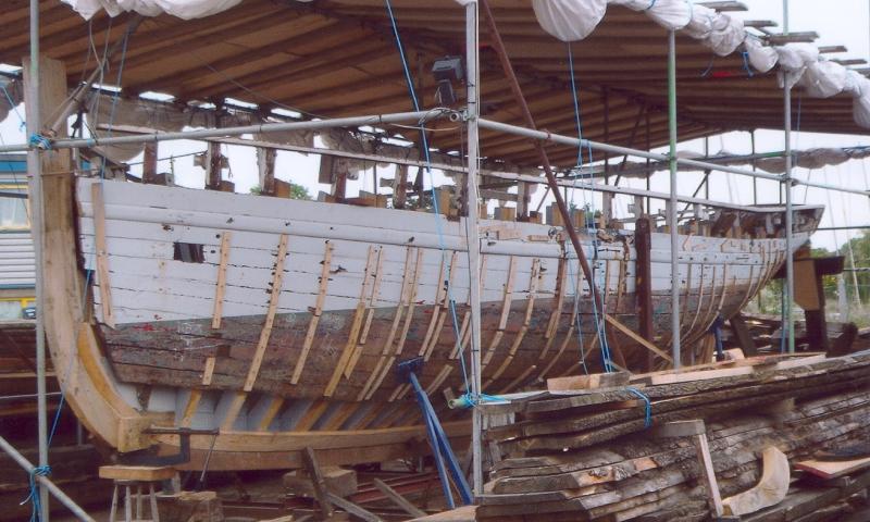 Maria being restored - port bow