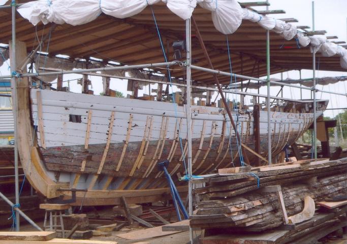 Maria being restored - port bow