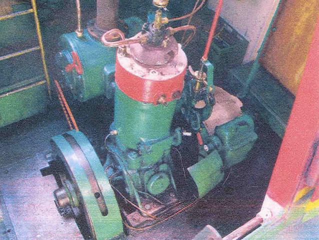 Bolinder B9M10 Semi-Diesel 2-stroke engine of 1928 in narrow boat WILLIAM. Photographed in 2005 by co-owner, Mr A L Jones.