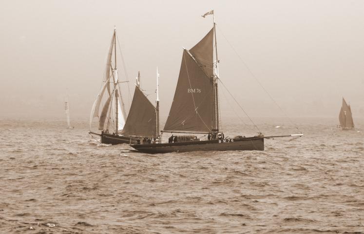 Vigilance - under sail, with Leader