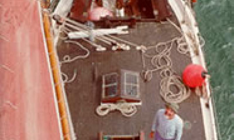 NELL - main deck looking down from mast head.