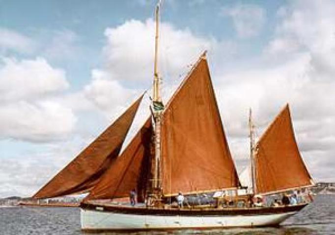 REGARD - under sail.  At the Classic Boat Rally, Brixham, in 1989