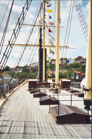 General view of deck and masts of the Great Britain