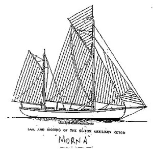 MORNA - Sail and rigging plan for MORNA as appeared in Yatching Monthly in 1920.