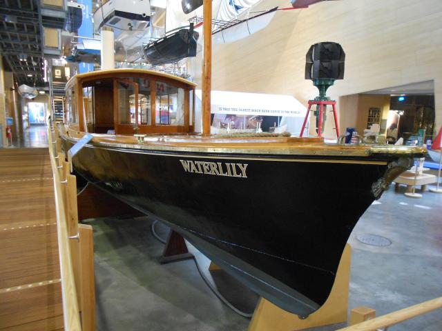 Waterlily on display at National Maritime Museum Cornwall, starboard bow