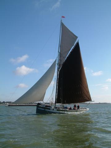 Sallie under sail, port side