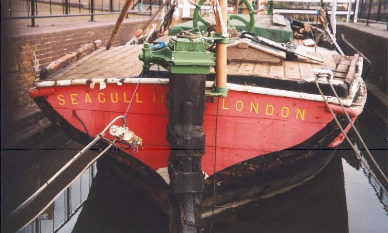 SEAGULL - at Free Trade Wharf, London, 5 December 1998. Stern view.