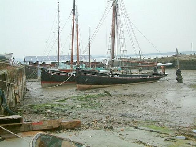 Stormy Petrel in a mud berth - port side