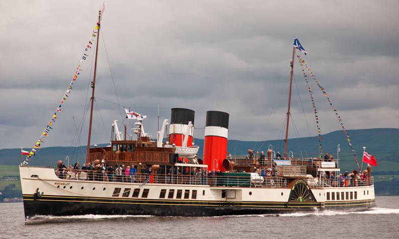 Photo Comp 2012 entry: PS Waverley - dressed overall crossing the Firth of Clyde during a special cruise to celebrate the 80th anniversary of the Clyde River Steamer Club.
