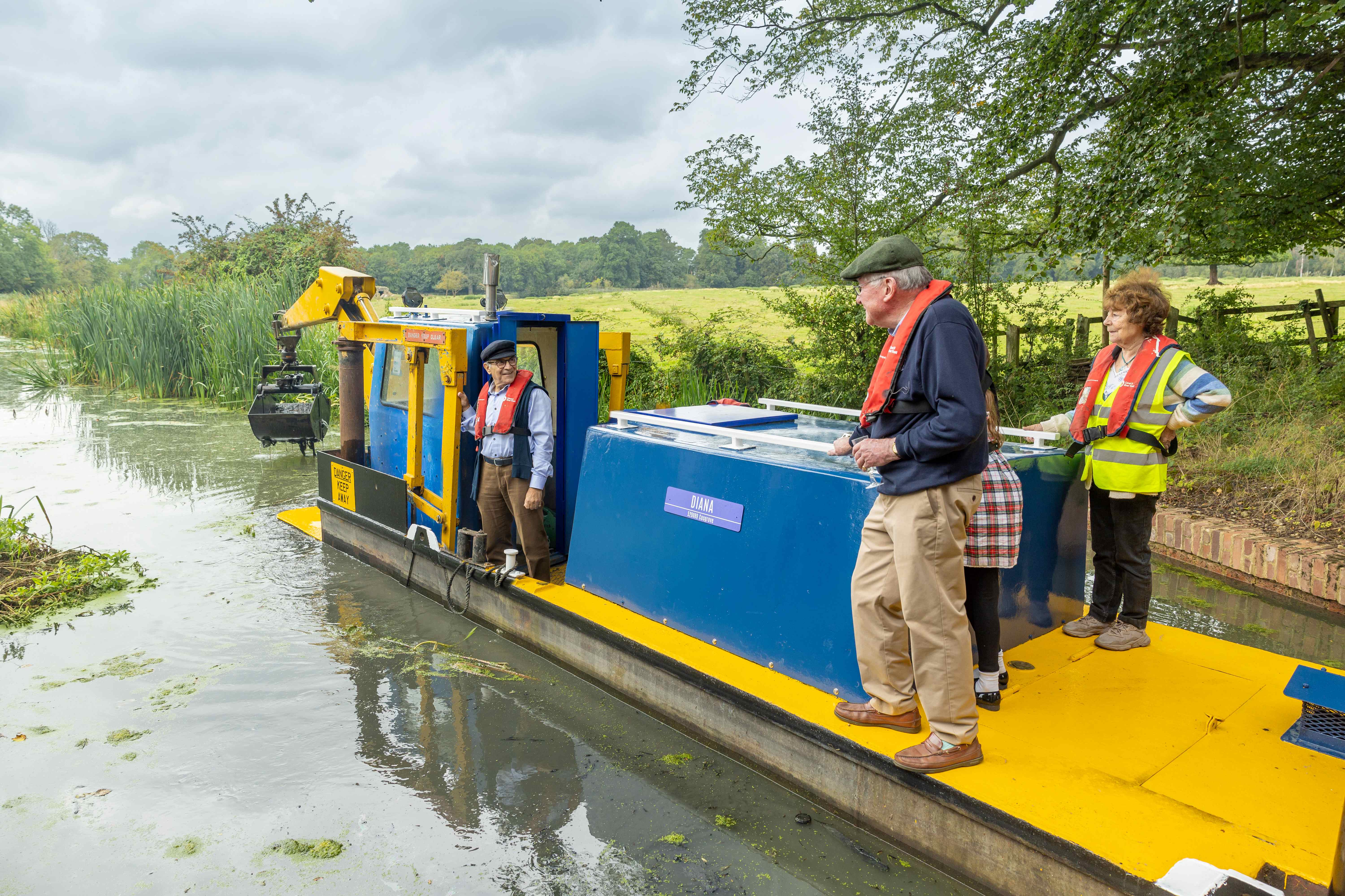 Diana at her renaming as she travels onto the newly reopened Buckingham Canal Arm at Cosgrove in September 2023