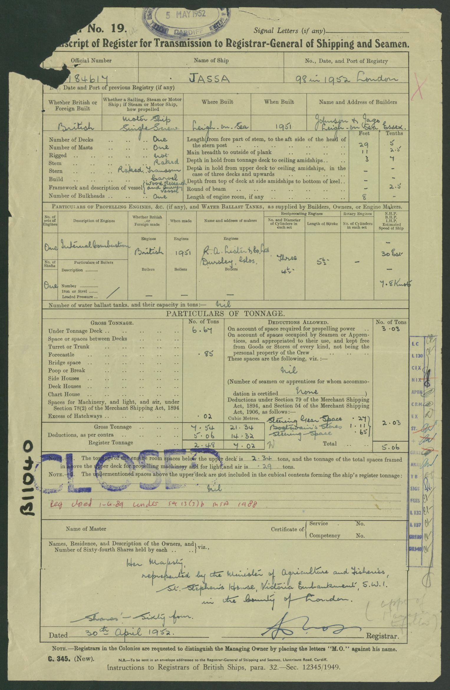 JASSA registration document 