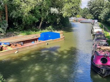 Louise across a canal
