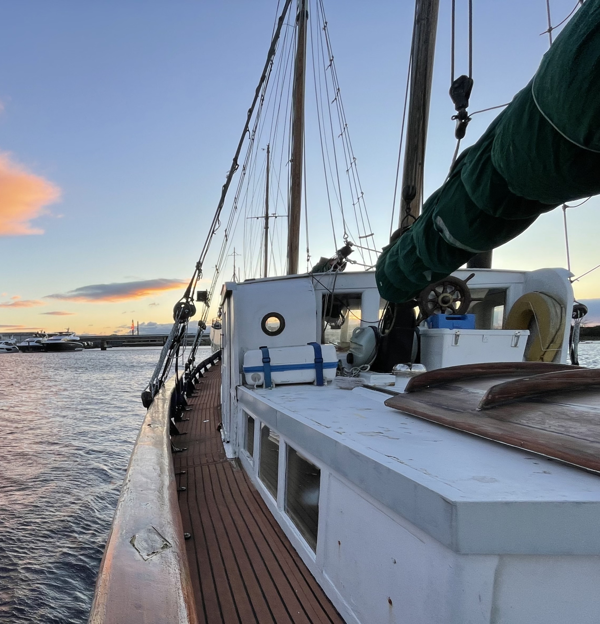 Michaela's portside deck, facing fore
