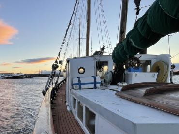 Michaela's portside deck, facing fore