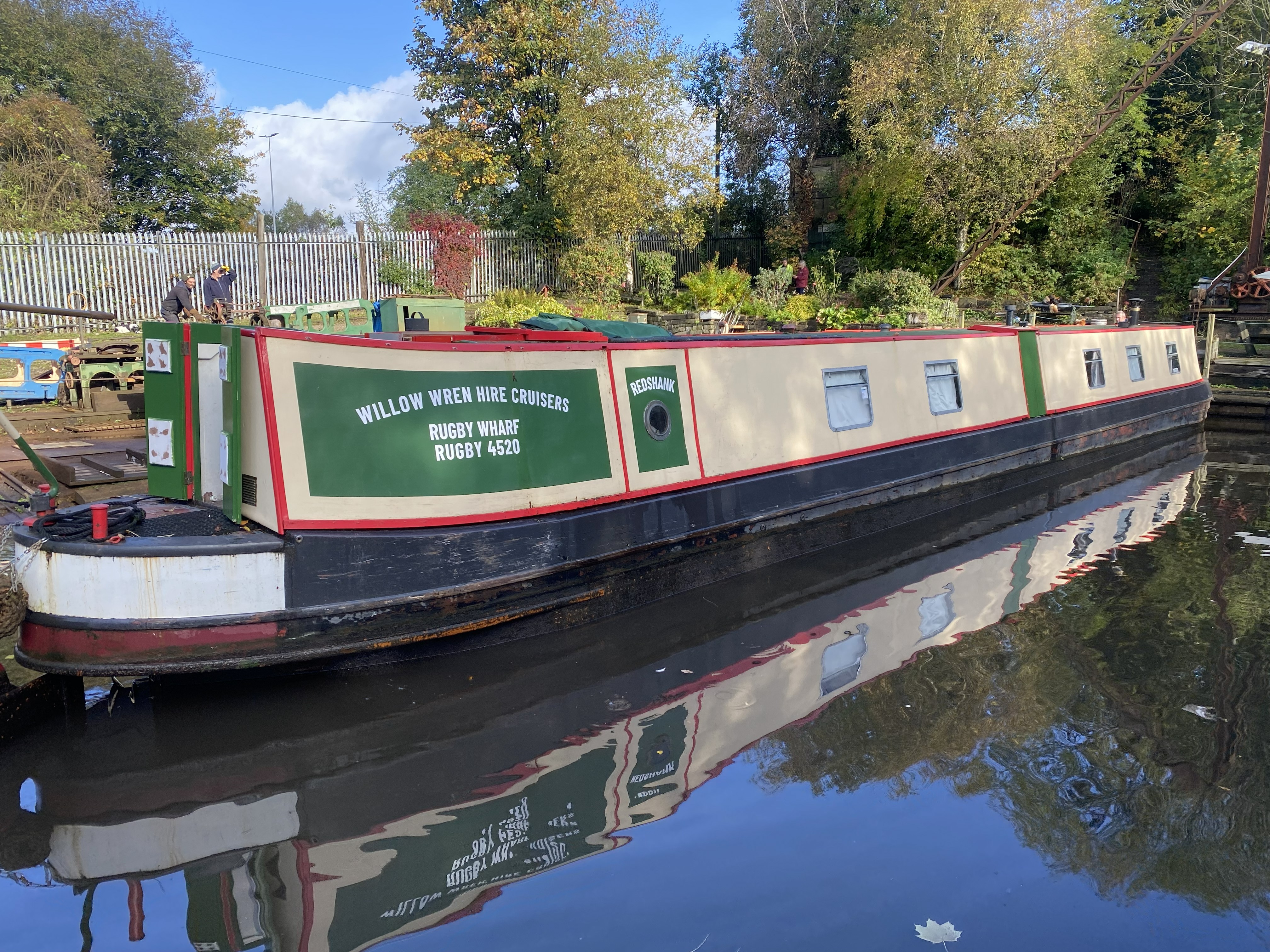 Redshank moored on the canal