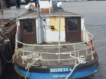 Vesta moored and sporting old name Duchess M