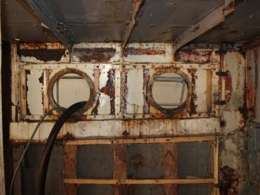 Llanthony's hull before restoration