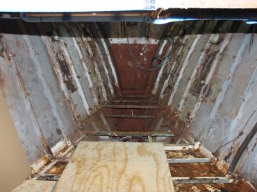 Llanthony's hull before restoration