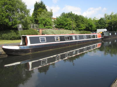 Redshank moored on the canal